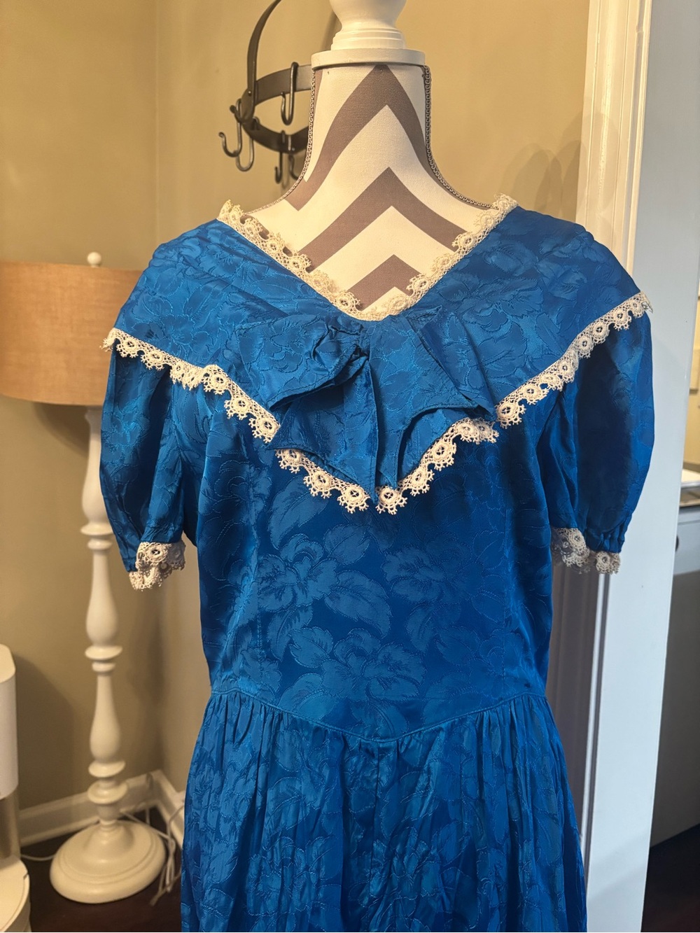 Vintage Handmade Royal Blue Gown - Picture 2 of 12